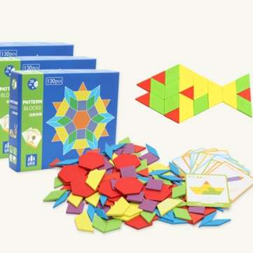 130 Pcs  Wooden Jigsaw Puzzle Toy Board Set Colorful Baby Montessori Educational School Supplies for