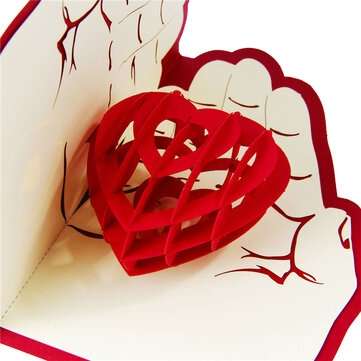 1301R 3D Mother`s Day Greeting Cards Love In Hand Paper Handmade Anniversary Birthday Thanksgiving C