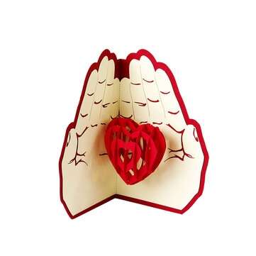 1301R 3D Mother`s Day Greeting Cards Love In Hand Paper Handmade Anniversary Birthday Thanksgiving C