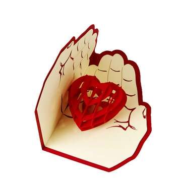 1301R 3D Mother`s Day Greeting Cards Love In Hand Paper Handmade Anniversary Birthday Thanksgiving C