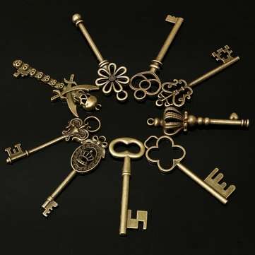 130pcs Antique Bronze Brass Vtg Ornate Skeleton Keys Lot Pendant Fancy Heart Pendants Key Gift