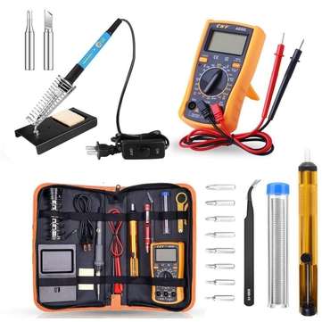 13Pcs 60W Electric Solder Iron Multimeter Adjustable Temperature Welding Tool Set (PLUG: 110VUSPLUG)