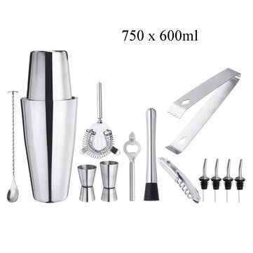 13Pcs Bar Bartender Stainless Steel Cocktail Shaker Drink Mixer Set (TYPE: B)