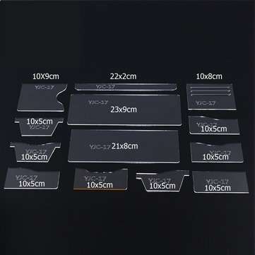 13Pcs Clear Acrylic Wallet Pattern Stencil Template Set Leather Craft DIY Kits