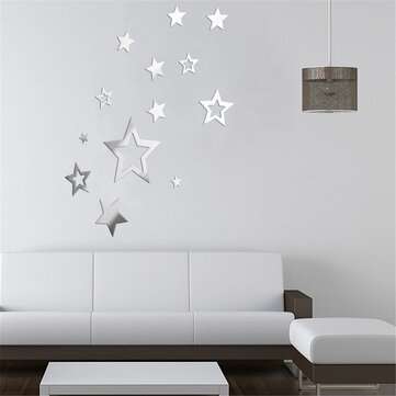 13pcs Star Mirror Wall Sticker Acrylic Surface Art Decal Home Office Room DIY Decoration Stickers