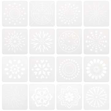 13x13cm 16Pcs White Plastic Mandala Paint Tray Openwork Painting Template