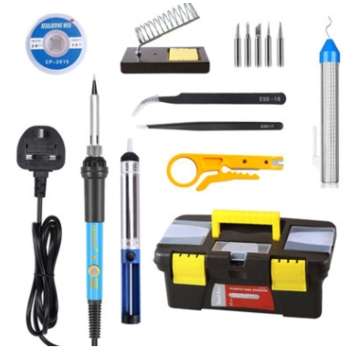 14 Pieces Soldering Iron Kit 60W Adjustable Temperature ... (PLUG: 110VUSPLUG | TYPE: WITHOUTSWITCH)