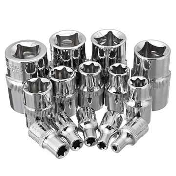 14pcs 1/4 3/8 1/2 Inch Driver Socket E Torx Star Bit Socket with Box