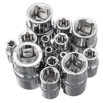 14pcs 1/4 3/8 1/2 Inch Driver Socket E Torx Star Bit Socket with Box