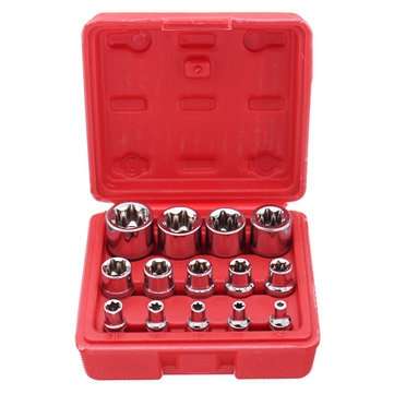 14pcs 1/4 3/8 1/2 Inch Driver Socket E Torx Star Bit Socket with Box
