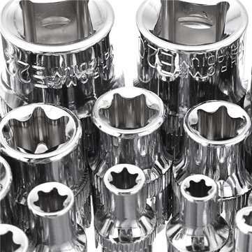 14pcs 1/4 3/8 1/2 Inch Driver Socket E Torx Star Bit Socket with Box