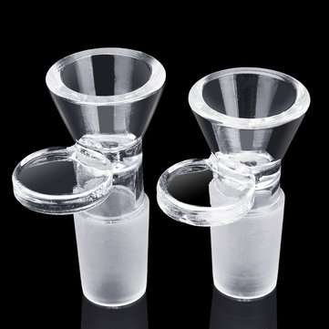 14mm / 18mm Clear Slide Male Glass Bowl With Handle Funnel Type Bowl (SIZE: 14MM)