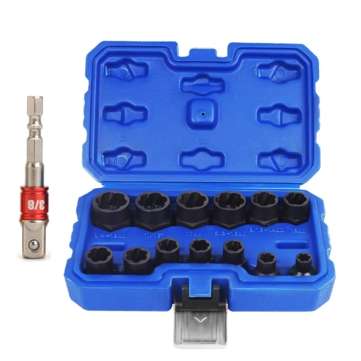 14pcs Impact Damaged Bolt Nut Remover Extractor Socket Tool Set with Socket Nut Adapter Bolt Nut Scr