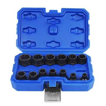 14pcs Impact Damaged Bolt Nut Remover Extractor Socket Tool Set with Socket Nut Adapter Bolt Nut Scr