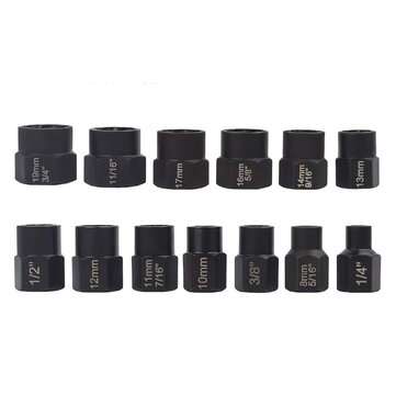 14pcs Impact Damaged Bolt Nut Remover Extractor Socket Tool Set with Socket Nut Adapter Bolt Nut Scr