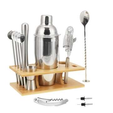 14Pcs Stainless Steel Cocktail Shaker Set Bar Mixer Drink Bartender Tool Home (CAPACITY: 550ML)