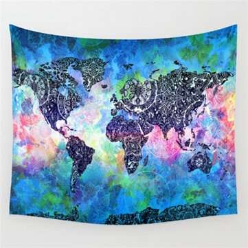 150*130 cm Vintage World Map Blanket Cosmos Galaxy Polyester Wall Hanging Tapestry Home Living Room