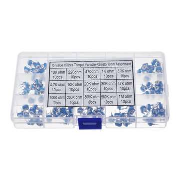 150pcs 15 Values 10 Each Trimming Potentiometer RM-065 Adjustment 100ohm-1M RM065 Variable Resistors