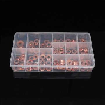 150pcs Copper Diesel Injector Washer Seal Assortment Set Fuel Injector Seal Ring
