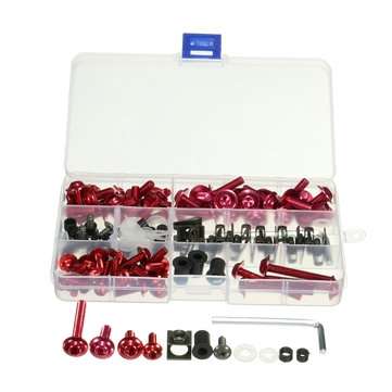 150pcs Motorcycle Sportbike Fairing Bolt Kit Body Fasteners Clip Screws Set (COLOR.: RED)