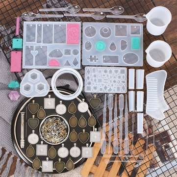 151Pcs Silicone Mould Resin Silicone Resin DIY Bracelet Pendant Resin Casting Molds Tools Set For DI