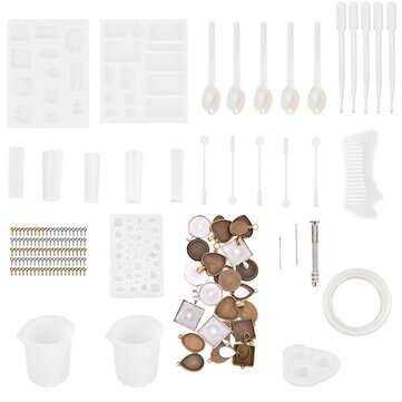151Pcs Silicone Mould Resin Silicone Resin DIY Bracelet Pendant Resin Casting Molds Tools Set For DI