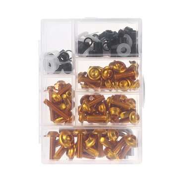 158PCS Fastener Clip Screw Bolt Kit M5 M6 For Motorcycle Sportbike Windscreen (COLOR: GOLD)