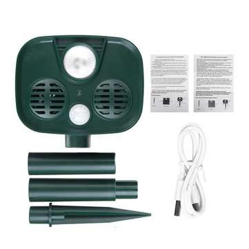 15-75KHZ Animal Repeller Solar Powered Waterproof PIR Sensor USB Solar Alarm Repeller