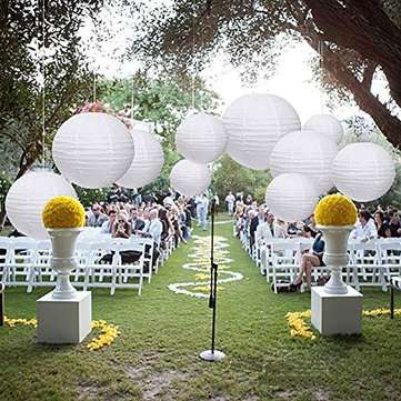 15Packs White Round Paper Lanterns with Assorted Sizes for Wedding Party Decorations