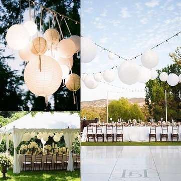 15Packs White Round Paper Lanterns with Assorted Sizes for Wedding Party Decorations