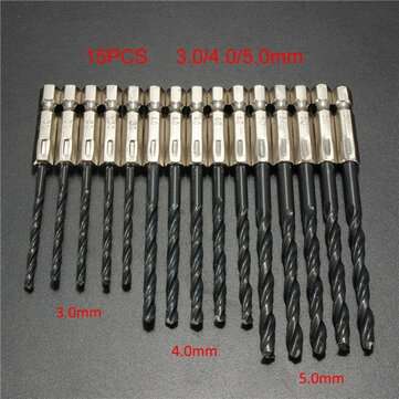15pcs 3/4/5mm HSS 1/4 Inch Hex Shank Twist Drill Bit
