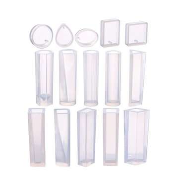 15pcs Cuboids Pendant Silicon Mould For Epoxy Resin Jewelry Beads Craft Making Mold W/ 100Pcs Screw
