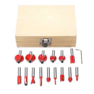 15pcs 8mm Shank Router Bit Tungsten Carbide Rotary Tool Wood Cutter