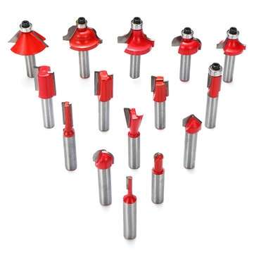 15pcs 8mm Shank Router Bit Tungsten Carbide Rotary Tool Wood Cutter