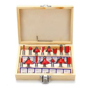 15pcs 8mm Shank Router Bit Tungsten Carbide Rotary Tool Wood Cutter
