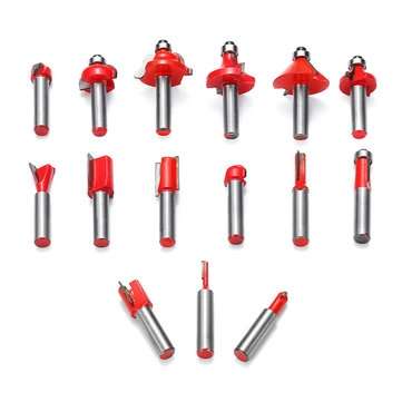15pcs 8mm Shank Router Bit Tungsten Carbide Rotary Tool Wood Cutter