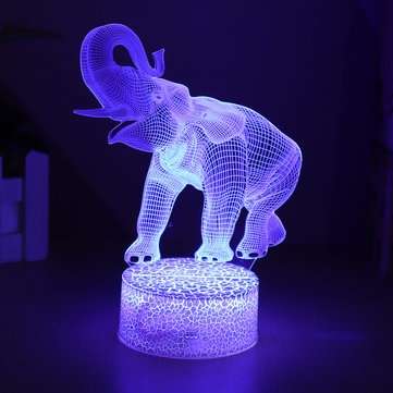 16 Colors 3D LED Night Light Touch Switch Elephant Table Bedroom Lamp Home Decor
