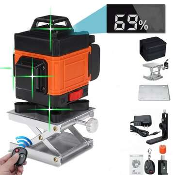 16 Lines 3D 360 Green Laser Level Self-Leveling Cross Line Horizontal LCD Tool (PLUG: EUPLUG)