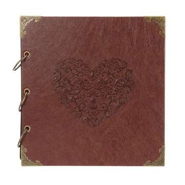 16`` PU Leather Scrapbook Photo Album Memory Books DIY Craft Ring Photo Frame with 3 Stickers Annive