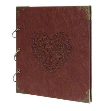 16`` PU Leather Scrapbook Photo Album Memory Books DIY Craft Ring Photo Frame with 3 Stickers Annive