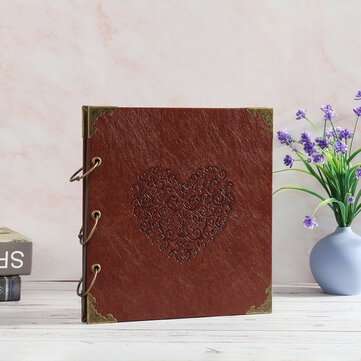 16`` PU Leather Scrapbook Photo Album Memory Books DIY Craft Ring Photo Frame with 3 Stickers Annive