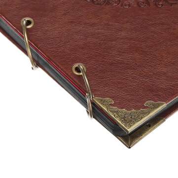 16`` PU Leather Scrapbook Photo Album Memory Books DIY Craft Ring Photo Frame with 3 Stickers Annive