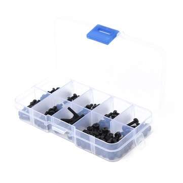 160Pcs Metric M3 Black Nylon Phillips Pan Head Screw Nut Assortment Set