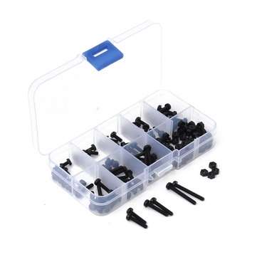 160Pcs Metric M3 Black Nylon Phillips Pan Head Screw Nut Assortment Set