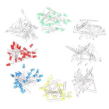 160pcs 3mm LED Diode Yellow Red Blue Green Light Assortment DIY Kit