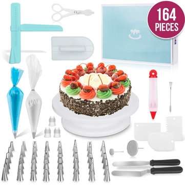 164PCS Cake Shovel Decorating Turntable Cake Making Braking Icing nozzles Mould Spatula Bags Tools S