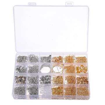 1630Pcs/Set Eye Pins Lobster Clasps Jewelry Wire Earring Hooks Jewelry Finding Kit for DIY Necklace