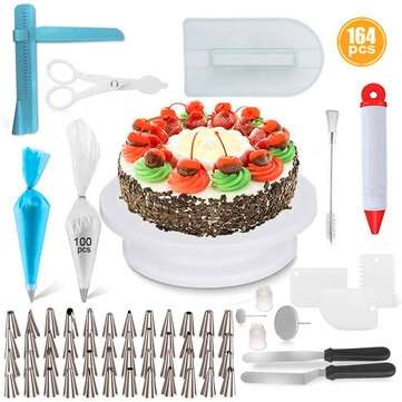 164PCS Baking Supplies Kit DIY Cake Cupcake Decorating Icing Tips Set Tools