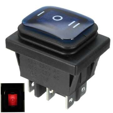 16A 12V Rocker Switch 3 Position 6 Pin Waterproof Car Rocker Switch With Lamp Light (COLOR.: BLUE)