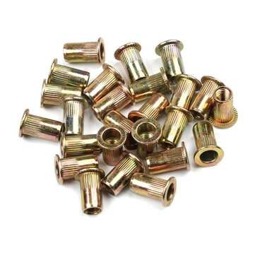 165PCS M3/M4/M5/M6/M8 Mixed Carbon Steel Zinc Plated Flat Head Threaded Insert Nut
